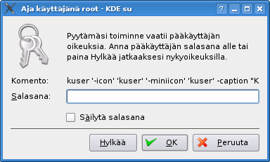 KDE-työpöytäympäristön Kdesu